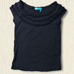 Black ruffle Sleeveless Top